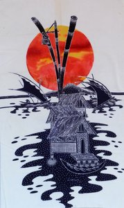 Afrika-Deko-Shop - Batik Bilder Sonnenuntergang kaufen