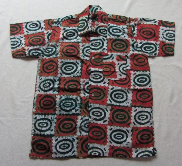 Batik-Hemd rot aus Ghana im Afrika-Deko-Shop