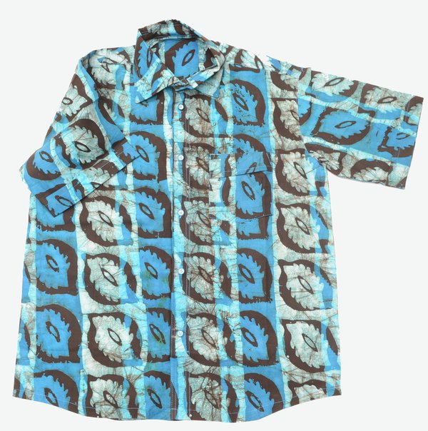 Batik-Hemd blau aus Ghana im Afrika-Deko-Shop kaufen