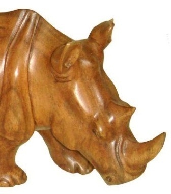 Figur Nashorn Tier Skulptur aus Soarholz 30 cm lang