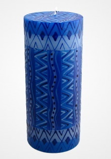 Kerzen afrikanische Stumpenkerze blau 22 cm