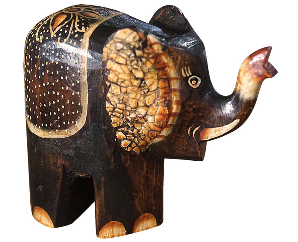 Elefanten Figuren aus massivem Albesia-Fundholz handgeschnitzt, liebevolle Tierskulpturen kaufen