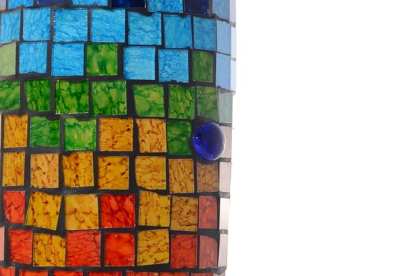 Vase Dekovase buntes Glasmosaik auf Ton rund