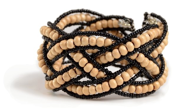 Modeschmuck Armband Bambusperle Perlen schwarz