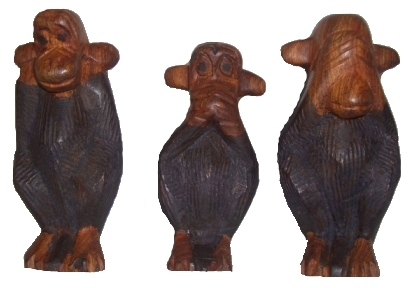 Afrikanisches Affen-Trio-Set Holz 3-teilig Figur S-1810 - ausverkauft