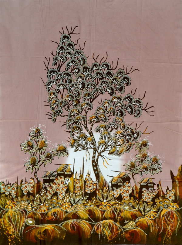 Batiken Bali Batikbild Baum 75 x 90 cm