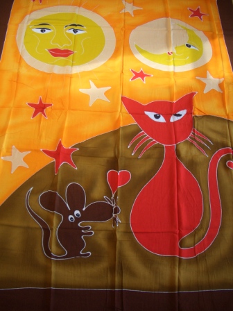 Sarong Mode Wickeltuch farbenfrohes Hüfttuch 175 x 120 cm Katze