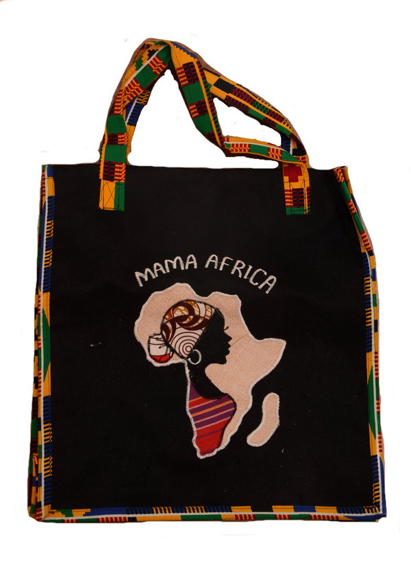 Tasche afrikanische Shoppingtasche, Umhängetasche mit Afrika-Motiv, schönes Unikat aus Tansania