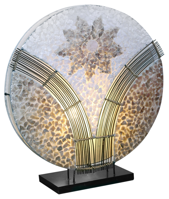 Lampe Tischlampe rund mit Dekor 40 cm kaufen