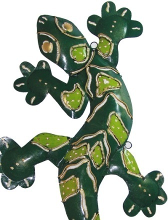 Figur Gecko Salamander Gekko Metall grün 50 cm
