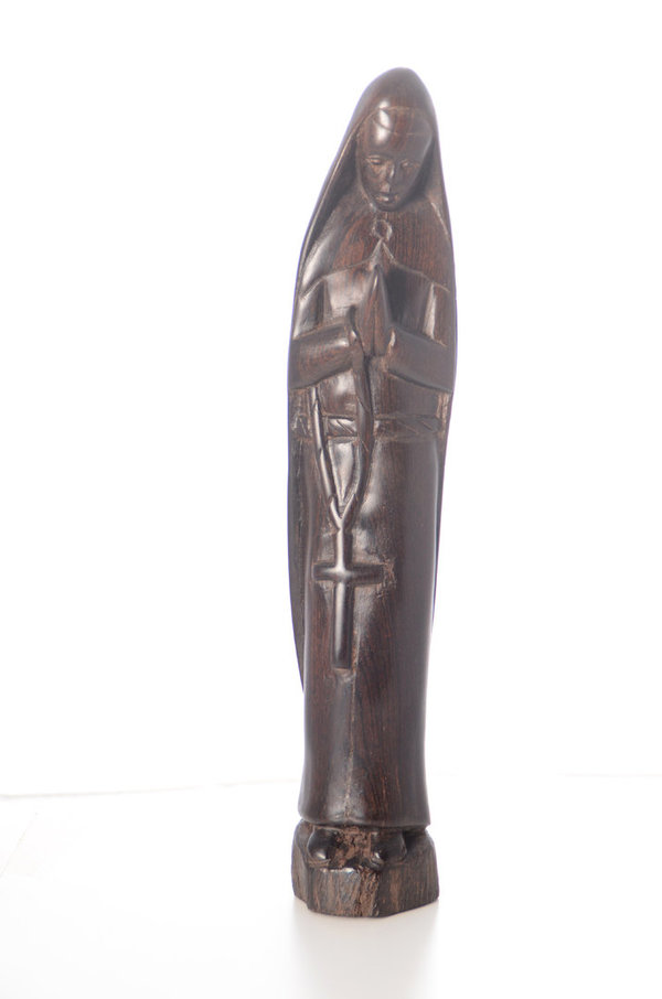 Madonna Figur aus afrikanischem Fundholz handgeschnitzt, ausdrucksvolle Handarbei aus Guinea