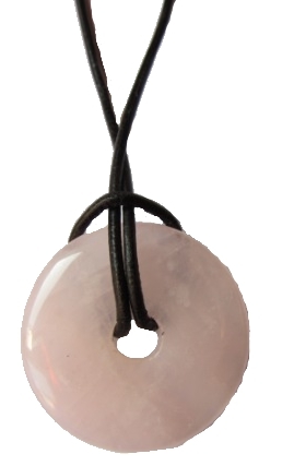 Donut Edelstein Anhänger aus Rosenquarz, Modeschmuck Amulette aus der Natur, liebevolle Handarbeit