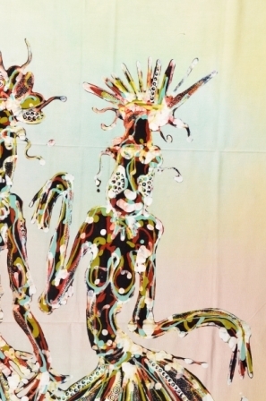 Batik Bild Wandstoffbilder zwei abstrakte Frauen 90 x 70 cm