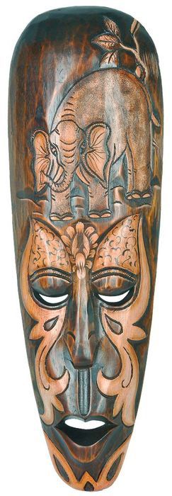Maske Wandmaske Elefant Albesia Holz 50 cm