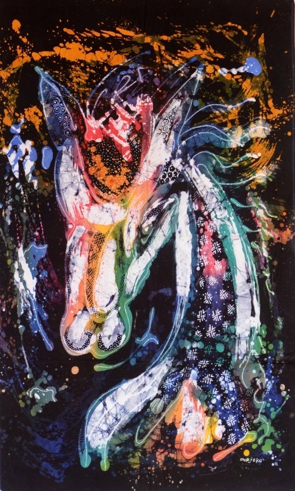 Batik Bild Stoffbild Pferdekopf 45 x 75 cm