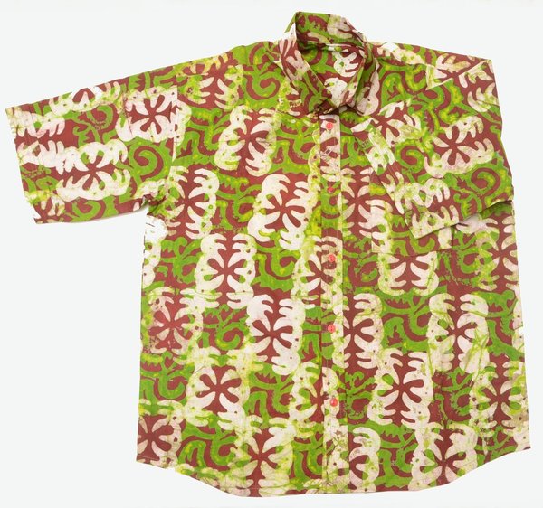 Batik-Hemd afrikanisches kurzärmliges Freizeit-Batikhemd aus Ghana, gemustert, legerer Stil