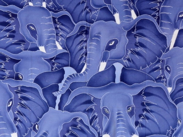 Batik Bild Stoffbild Elefanten-Herde 75 x 90 cm kaufen