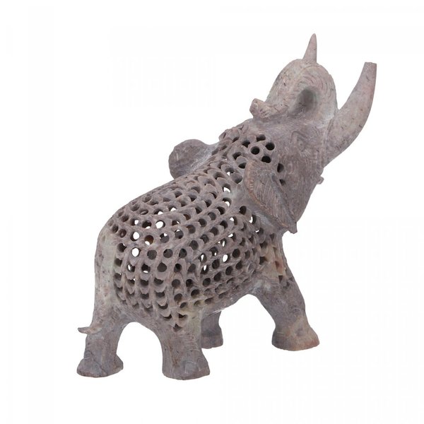 Speckstein Elefanten Figur mit Baby 13 cm