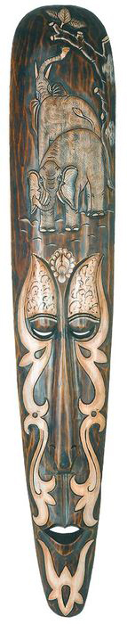 Masken Wandmaske mit Elefanten-Motiv, 100 cm lang, nachhaltige Handarbeiten aus Bali kaufen