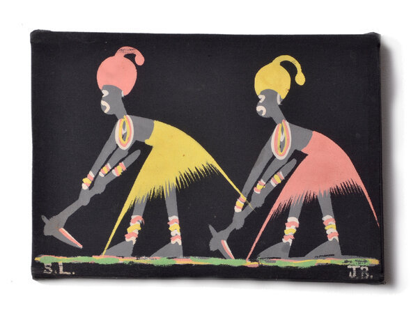 Stoff Bild Afrika Style Wandschmuck 23 x 17 cm