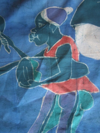 Batik Bild Stoffbild afrikanische Tänzer 95 x 115 cm