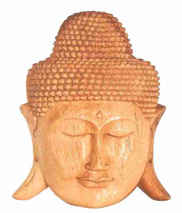Maske balinesische meditierende Buddha Deko mit zauberhaften Schnitzereien, 30 cm lang