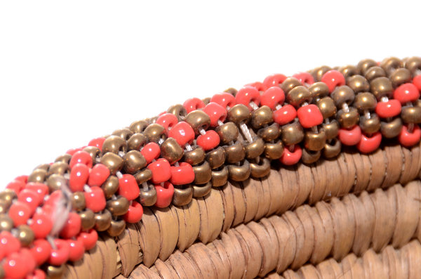 Korb aus Bambus mit Perlenverzierungen 22 cm