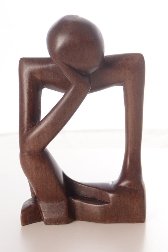 Figur Denker Skulptur aus massivem afrikanischen Fundholz, 15 cm, liebevolle Handarbeit - verkauft