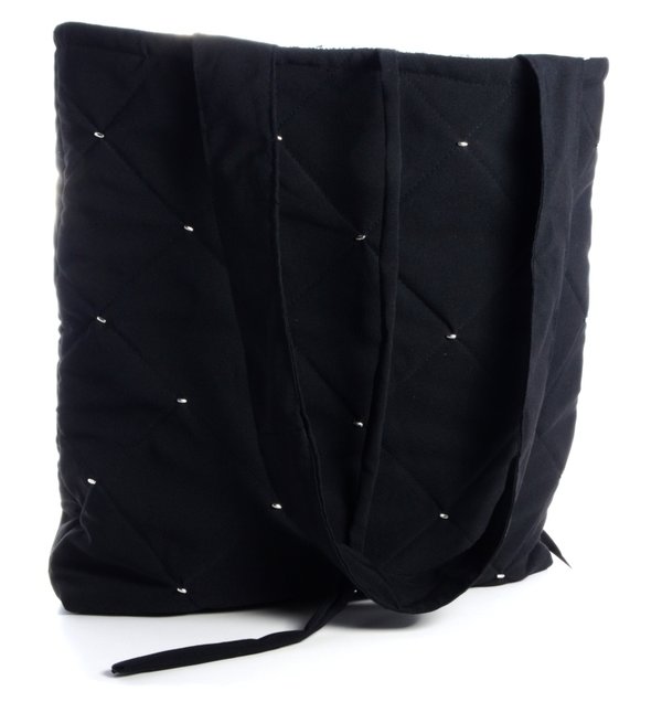 Tasche Shopper schwarze Stofftasche gefüttert 45 x 42 cm