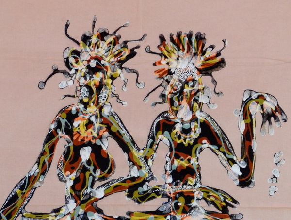 Batiken Bali Batikbilder Tänzerpaar 45 x 75 cm