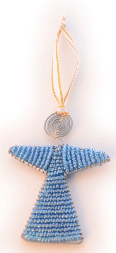 Schutzengel Figur Glasperlen Engel blau 9 cm