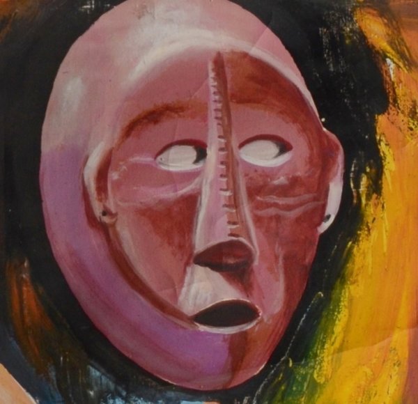 Ölbild auf Leinen afrikanisches Masken Motiv 1518