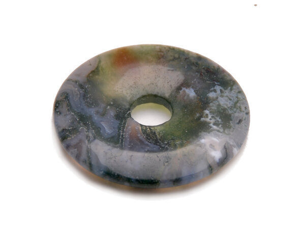 Donut Edelstein Anhänger aus Moosachat 30 mm