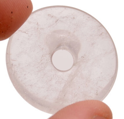 Donut Edelstein Anhänger aus Bergkristall, 30 mm, das Amulette aus der Natur, liebevolle Handarbeit