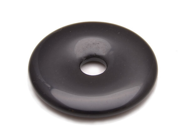 Donut Edelstein Anhänger aus Obsidian 40 mm