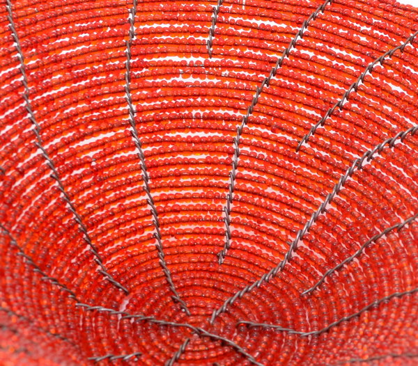 Schale Glasperlen Drahtschale rot 18 cm