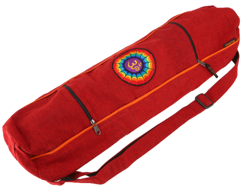 Yogamatten-Tasche rot im Ethno-Look mit Reißverschlusstaschen, Baumwolle, Fair gehandelt aus Nepal