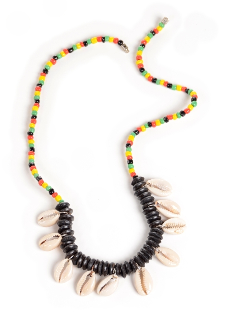 Afrika Surfer Halskette mit Kauri Muschel und böhmischen Glasperlen 
