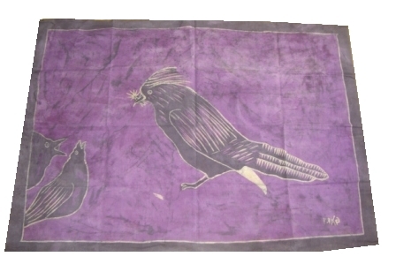 Batik Bilder Stoffbild afrikanischer Vogel 125 x 85 cm