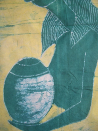 Batik Bild Stoffbild Wasserträgerin 90 x 55 cm