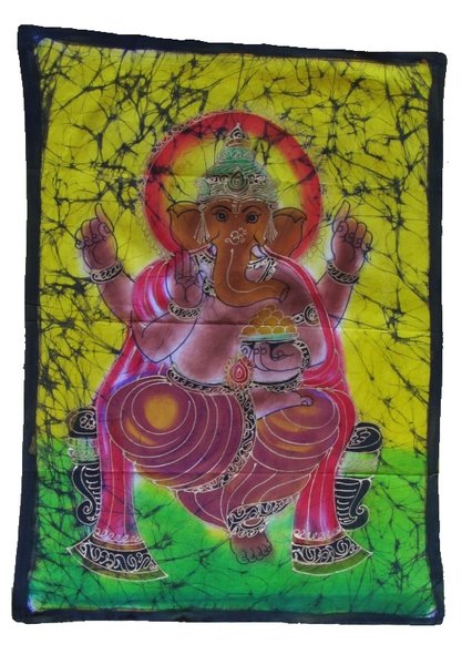 Batik Bild Stoffbilder Ganesha 55 x 80 cm