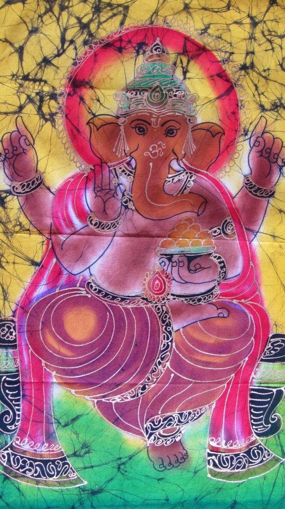 Batik Bild Stoffbilder Ganesha 55 x 80 cm