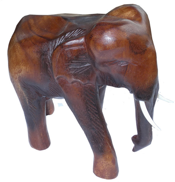 Elefanten Figuren aus Soar-Fundholz handgeschnitzt, 17 cm gross, liebevolle Unikate aus Bali kaufen