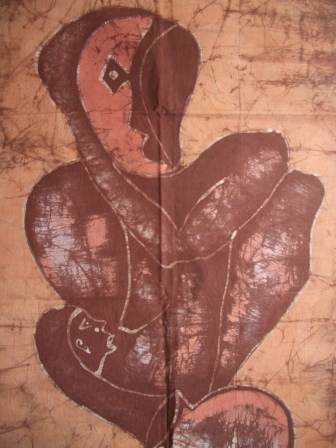 Batik Bild Stoffbild Afrika abstrakt 50 x 90 cm