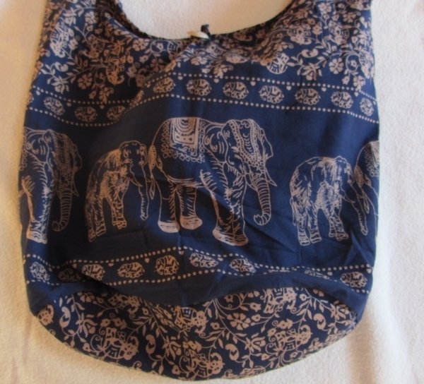 Tasche Stofftasche Beuteltasche Elefanten blau