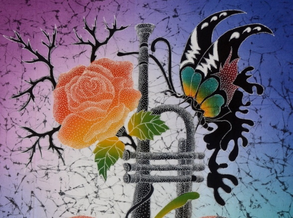 Batik Bild Stoffbild Paradies-Apfel 75 x 90 cm