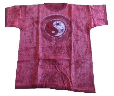Batik-T-Shirt mit Ying-Yang-Symbol rot