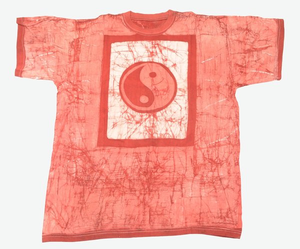Batik T-Shirt mit Yin-Yang-Symbol, Größe M, rot, kurzärmlig, tolles T-Shirt für Damen und Herren
