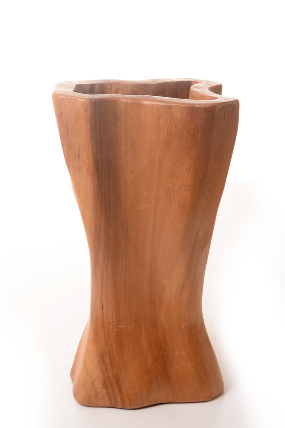 Vase aus massivem afrikanischen Fundholz, 40 cm hoch, liebevolle Handarbeit aus Ghana