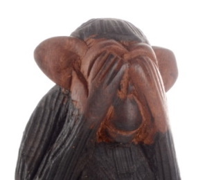 Affen Holzfiguren nichts sehen 13 cm gross 2202
